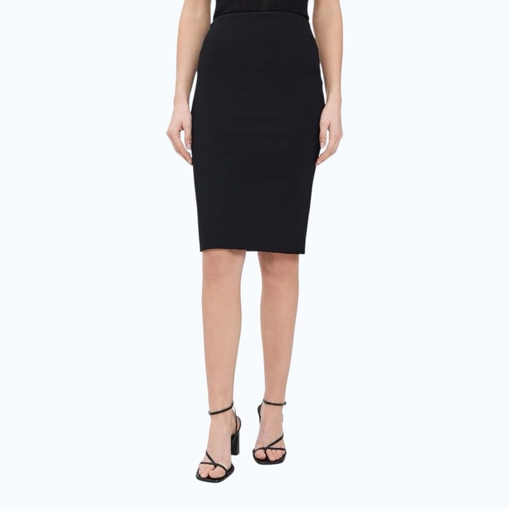SPANX The Perfect Black Ponte Pencil Skirt Size XS Shaping High Waist Slits 2026